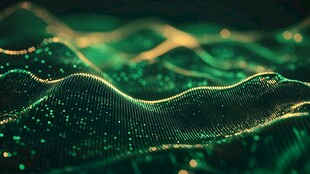 绿色光影下的数字波浪