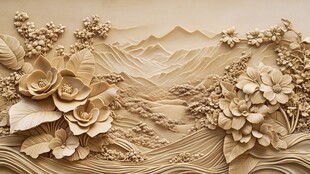 山水花卉浮雕艺术