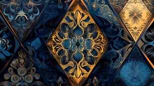 复杂的金色和蓝色图案