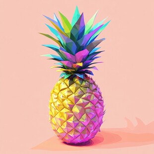彩色低多边形菠萝