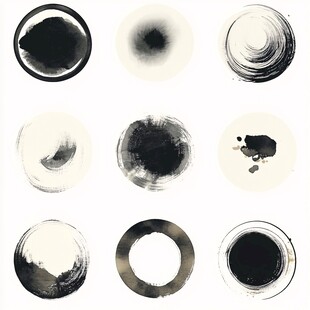 抽象水墨圆形图案