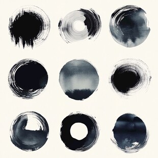 抽象水墨圆形图案