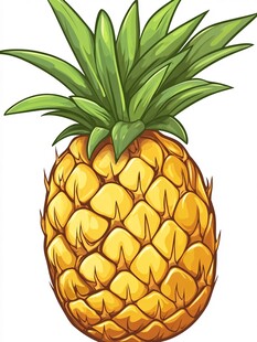 金黄菠萝 绿叶顶端