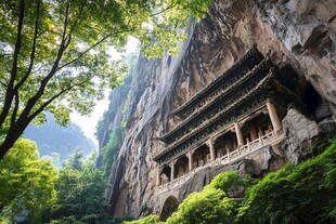 云雀寺的悬空建筑