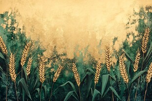 金色麦田与绿色背景