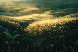 晨曦中的麦田波浪