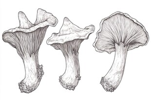 巨型蘑菇的线描艺术