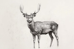 鹿的肖像素描