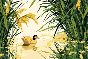 秋日池塘的宁静