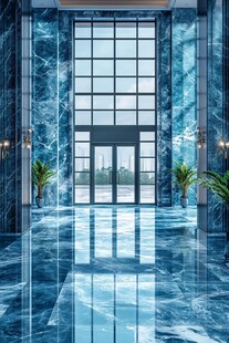 豪华大堂 蓝色大理石墙和地板