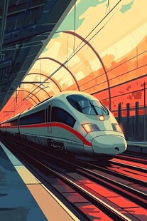 高速列车穿越火车站隧道