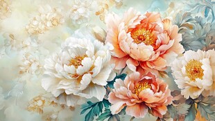 油画风格的花卉图案