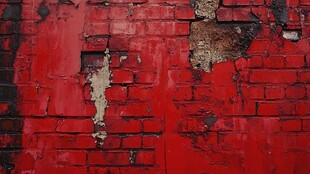 红砖墙的风化与剥落