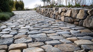 古老的石板路与自然墙相结合