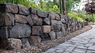 自然风格的石墙与铺砌小径