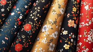 多彩花卉图案布料