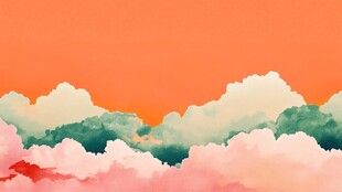 橙色天空下的彩色云朵