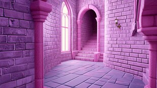 紫色城堡的迷人走廊