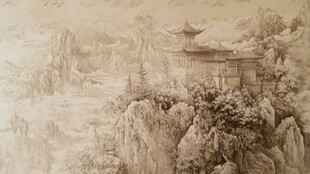 云雾缭绕的山中宫殿