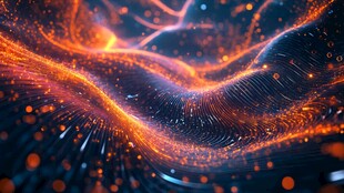 橙色粒子流动的抽象图像