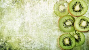 猕猴桃切片 绿色背景 纹理表面