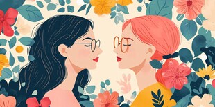 花卉中的两位女性