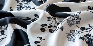 黑白花卉图案的丝绸面料