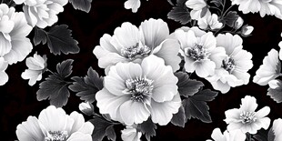 黑白花卉图案
