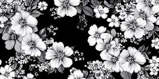黑白花卉图案