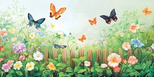 花园里的蝴蝶飞舞