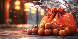 橙红色的传统中国新年场景