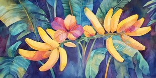 热带风情 水彩画