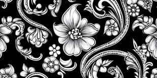 黑白花卉图案