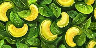 绿色瓜片与叶子图案