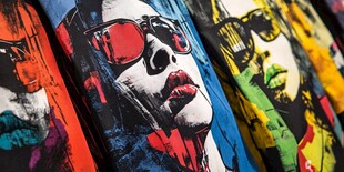 街头艺术风格的女性肖像画