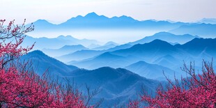 绚烂山脉 雾蒙蒙的层次