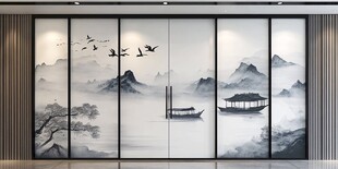山水画风格衣柜设计
