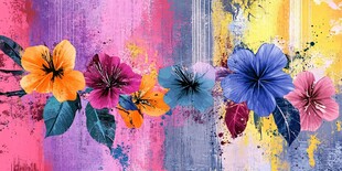 彩色花卉抽象画