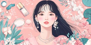 粉色花海中的美丽女子