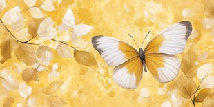 黄蝶舞动 花叶飘逸