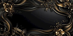 奢华黑金花卉框架