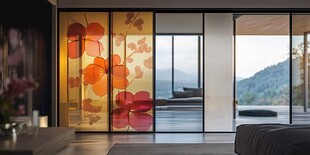 现代风格的室内设计 带有艺术玻璃隔断