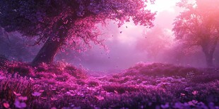 紫色梦境中的神秘森林