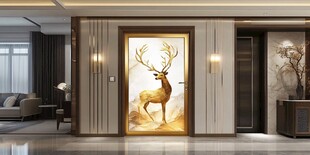 豪华金色鹿纹门设计