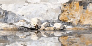 水中倒影的岩石