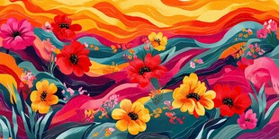 色彩斑斓的花海风景