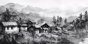 山村风景画
