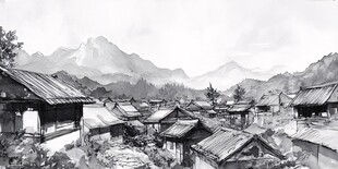 山村风景画