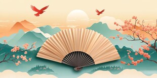 扇影斑驳 山水相映