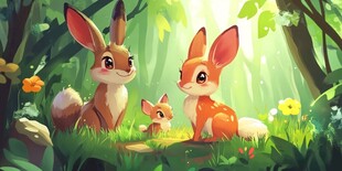 森林里的兔子家庭